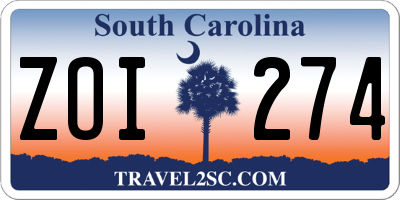 SC license plate ZOI274