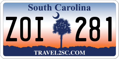SC license plate ZOI281