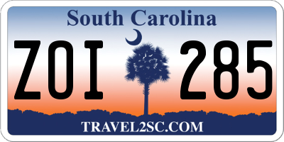 SC license plate ZOI285
