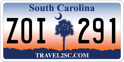 SC license plate ZOI291