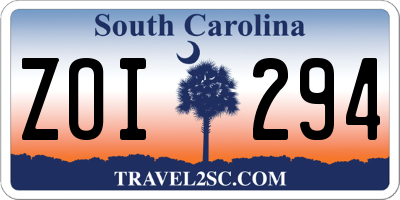 SC license plate ZOI294