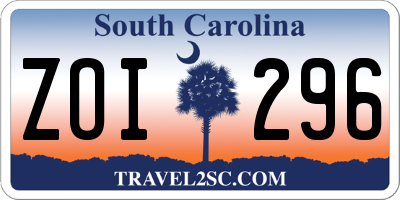 SC license plate ZOI296