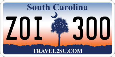 SC license plate ZOI300