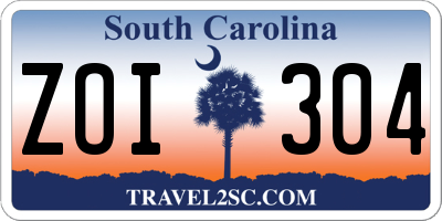 SC license plate ZOI304