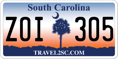 SC license plate ZOI305