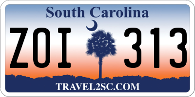 SC license plate ZOI313