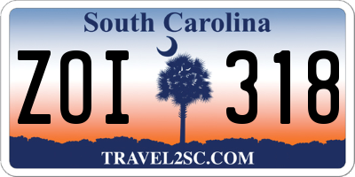 SC license plate ZOI318