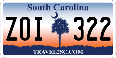 SC license plate ZOI322