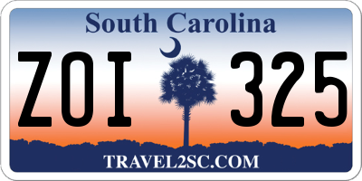 SC license plate ZOI325