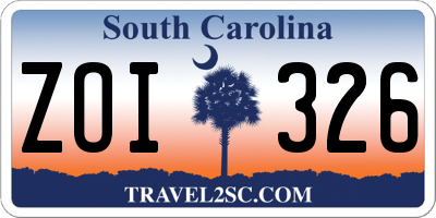 SC license plate ZOI326