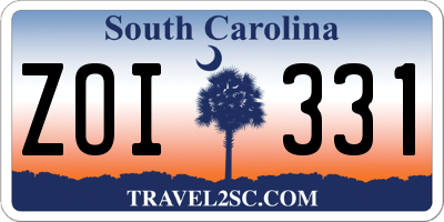 SC license plate ZOI331