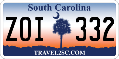 SC license plate ZOI332