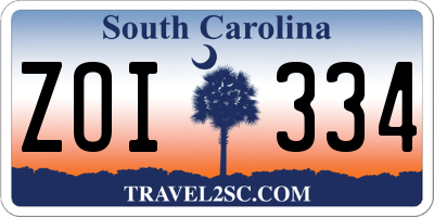 SC license plate ZOI334