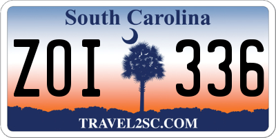 SC license plate ZOI336