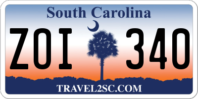 SC license plate ZOI340