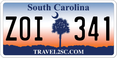 SC license plate ZOI341