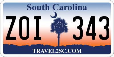SC license plate ZOI343