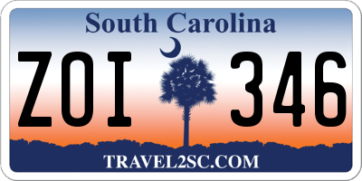 SC license plate ZOI346