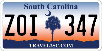 SC license plate ZOI347