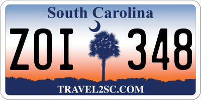 SC license plate ZOI348