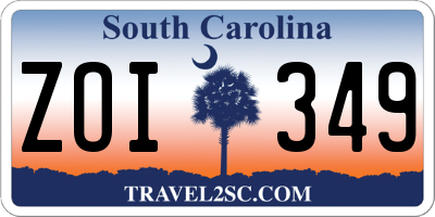 SC license plate ZOI349