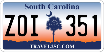 SC license plate ZOI351