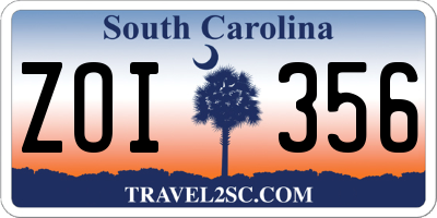 SC license plate ZOI356
