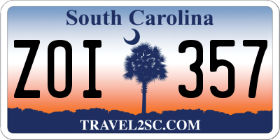 SC license plate ZOI357