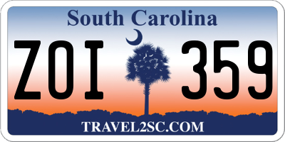 SC license plate ZOI359