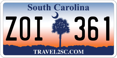 SC license plate ZOI361