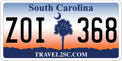 SC license plate ZOI368