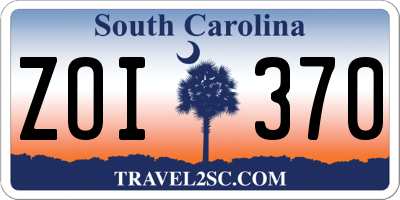 SC license plate ZOI370