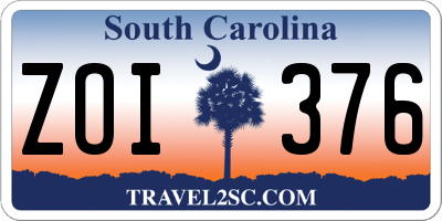 SC license plate ZOI376