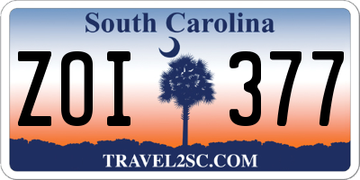 SC license plate ZOI377