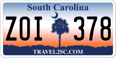 SC license plate ZOI378