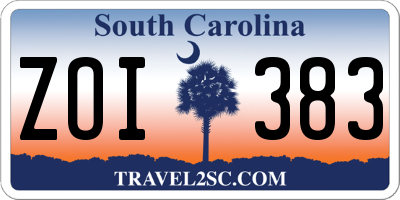 SC license plate ZOI383
