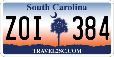 SC license plate ZOI384