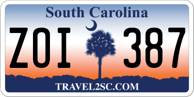 SC license plate ZOI387