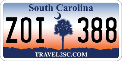 SC license plate ZOI388