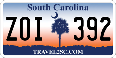 SC license plate ZOI392