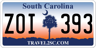 SC license plate ZOI393