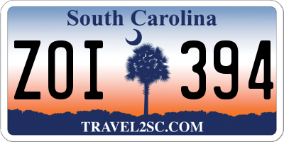 SC license plate ZOI394