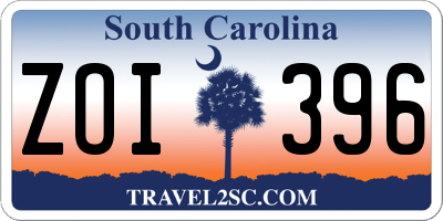 SC license plate ZOI396