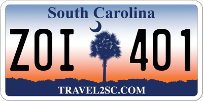 SC license plate ZOI401