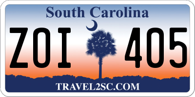 SC license plate ZOI405