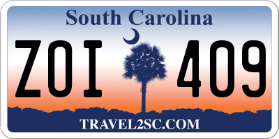 SC license plate ZOI409