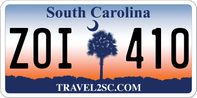 SC license plate ZOI410