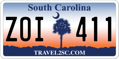 SC license plate ZOI411