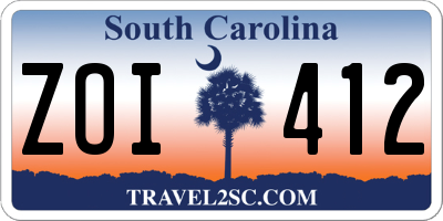 SC license plate ZOI412