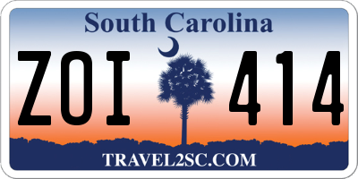 SC license plate ZOI414
